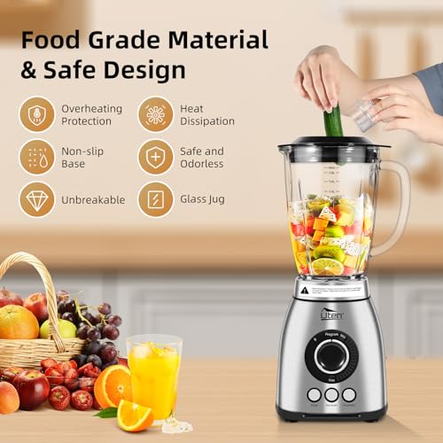 800 Watt Fast Countertop Blender for Smoothies and Shakes (18 Speed Levels and Pulse)
