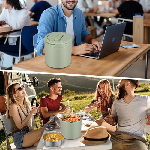 Soup Thermo for Hot Food Adults 40oz Lunch Containers Wide (Green)
