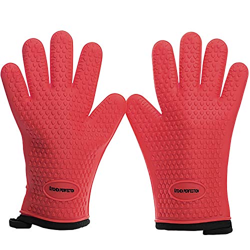 Silicone Smoker BBQ Gloves (Chili Red / One Size Fits Most)