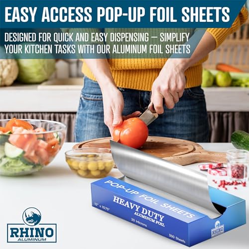 Precut Pop Up Heavy Duty Aluminum Foil Sheets (300 Count)