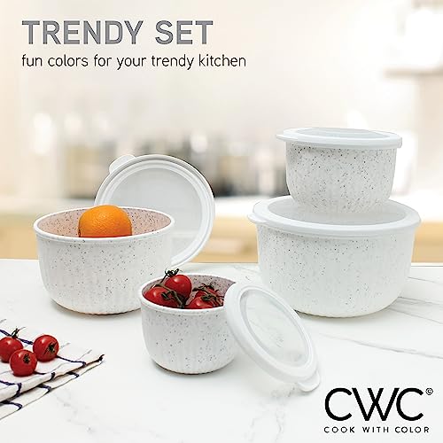 Prep Bowls with Lids (Speckled White / 8 Piece Set - Deep Bowls)