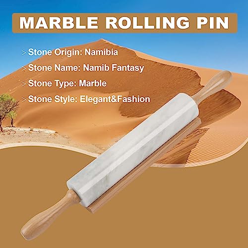 African Natural Marble Rolling Pin (White Marble with Pastry Mat)
