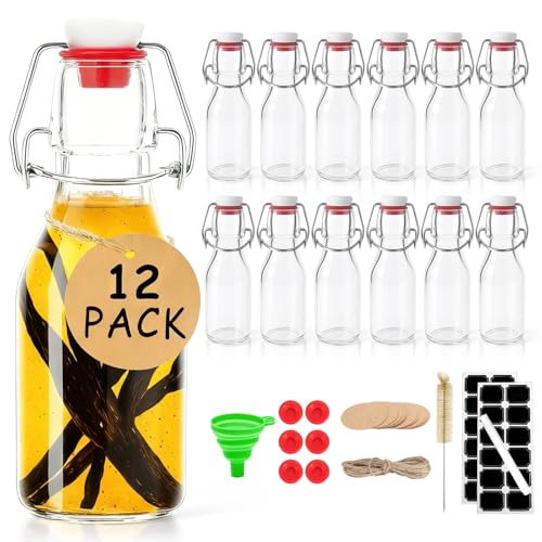 12pack 4oz Swing Top Glass Bottles with Airtight Lids for Vanilla (4 oz 12 pack)