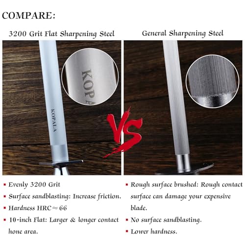 Sharpening Steel Knife Sharpener Rod Flat 10 IN Honing Steel for Knife