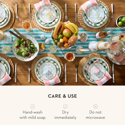 Enamel Round Tray (Sky Check)