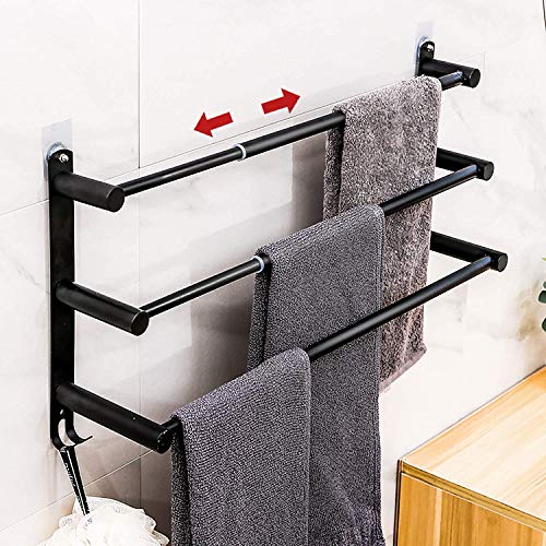 Black Adjustable Towel Bar for Bathroom Wall Mount17