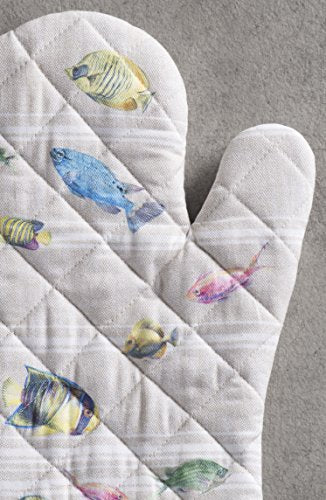 Maison d'Hermine Oven Gloves 100% Cotton Oven Mitt (108 - Poisson / 7.5" x 13" (Oven Mitt))