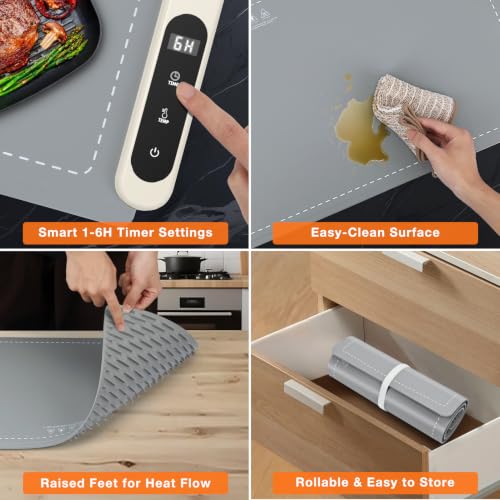 Extra Large Warming Mat for Food (XX Large Size: 36"x16" / Gray)