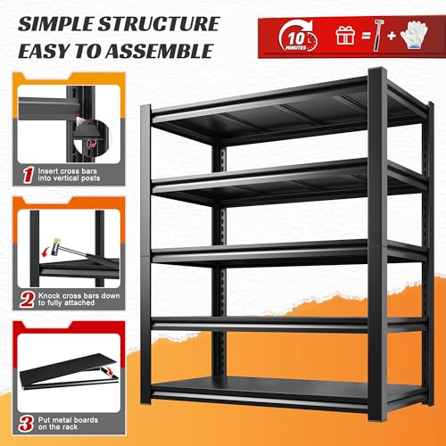Garage Shelving 3000 LBS Storage Shelves Adjustable Heavy Duty Shelving Units and Storage Rack for Garage (72" H x 36" W x 16" D)