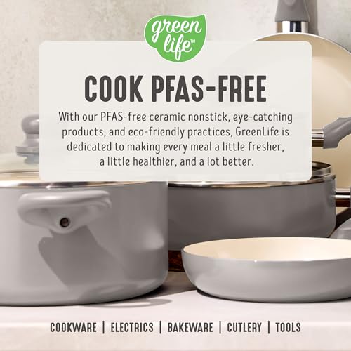 2QT Ceramic Nonstick Saucepan with Lid (2 Quarts / Light Gray)