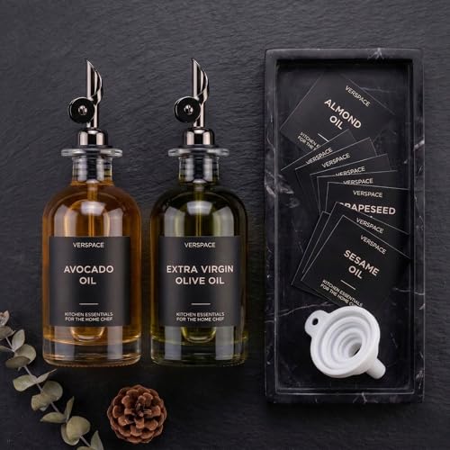 Clear Glass Olive Oil Dispenser Bottles For Kitchen (Clear/Black / 12oz)