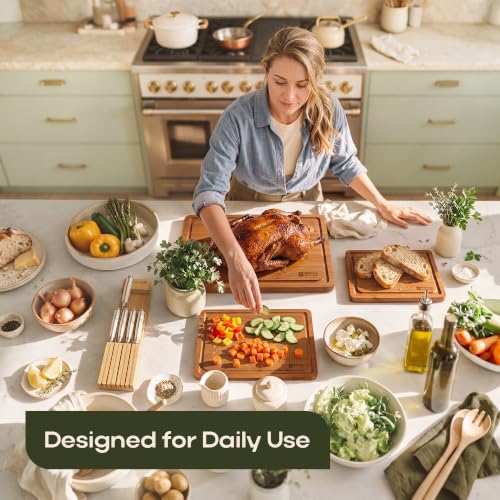 Wooden Cutting Boards for Kitchen Meal Prep & Serving (3-Piece / Carbonized)