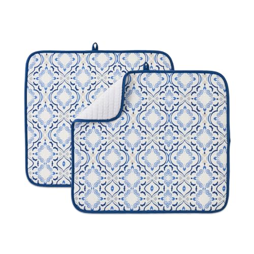 Dish Drying Mats 2 Pack (16''X18'' / Morrocan Tile)