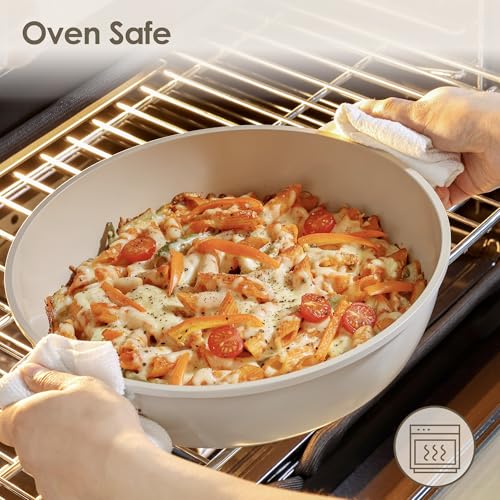17Pcs Ceramic Nonstick Cookware Set Non (Cream Ceramic / 15 Pieces)