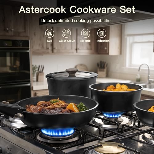 23 Pcs Pots and Pans Set Non Stick (Black / 23 Piece)