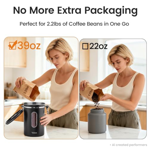 Coffee Canister with Window (Black / 39 oz)