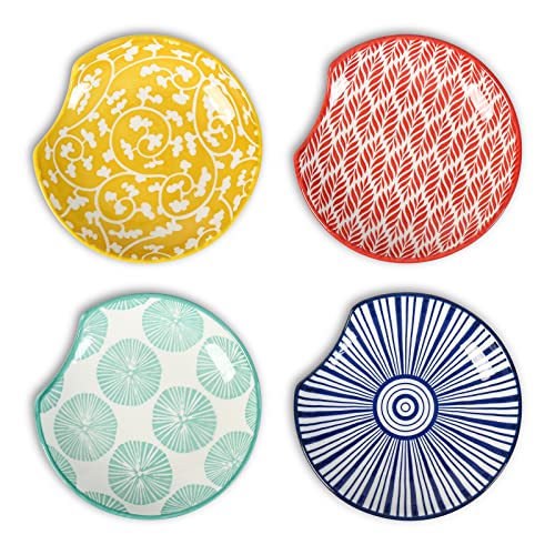 4.6 Inch Ceramic Spoon Rest for Stove Top (Assorted Colors)