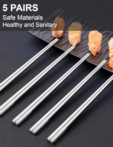 5 Pairs Metal Chopsticks Reusable 18