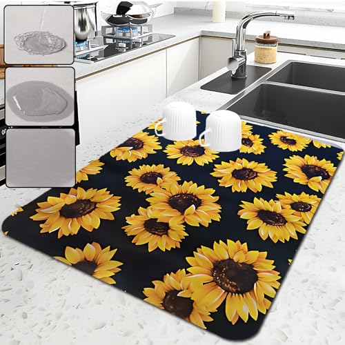 Sunflower Dish Drying Mat (27" x 17")