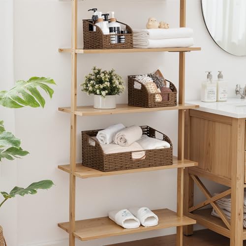 Pantry Storage Baskets (Dark Brown(Paper Rope) / 17"L x 11"W x 7½"H + 2x 7½"L x 9½"W x 6¾"H)