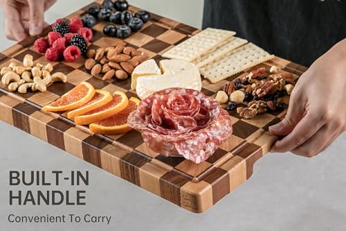 Cutting Boards for Kitchen (Wood Checkered / 17"L x 12"W)