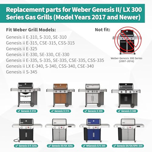9MM 18 7 8" Stainless Steel Genesis 2 Grill Grates for Weber Genesis ii E (18 7/8" Genesis ii 300)