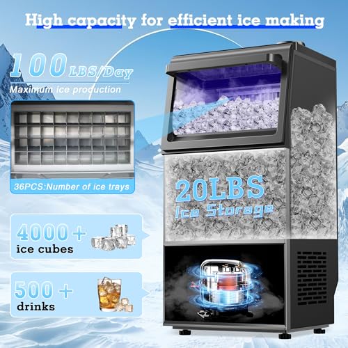Commercial Ice Maker Machine 100LBS (100 LBS/24H / Freestanding Ice Maker)