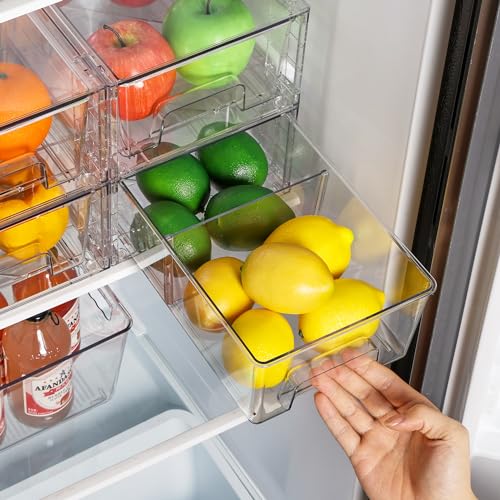 8 Pack Stackable Clear Drawer with Dividers (8Pack 4.4"H-with Dividers)