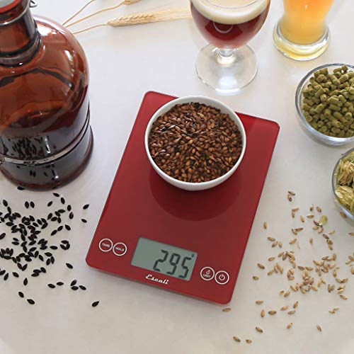 Arti Glass Food Scale Digital Countertop Kitchen (Rio Red / 9" x 6.5" x .75")