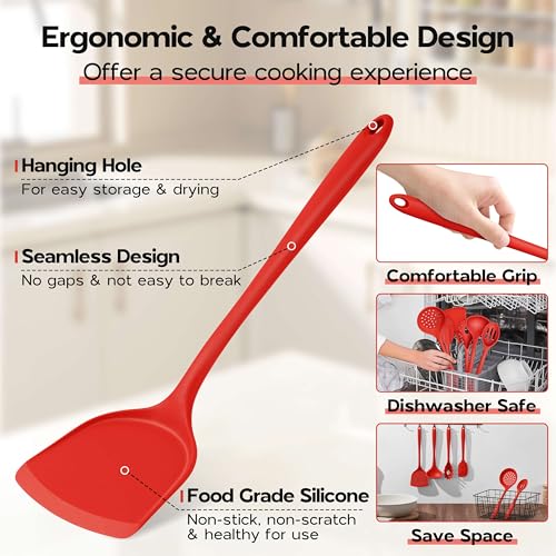 Silicone Cooking Utensils Set (Apple Red)