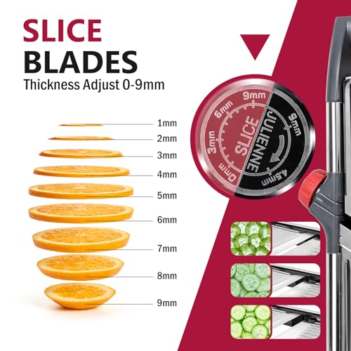 Mandoline Slicer for Kitchen (Mandoline Food Slicer-red)