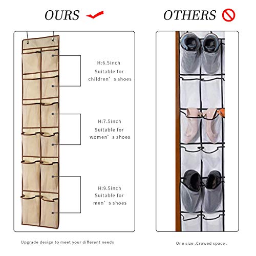 Over The Door Shoe Organizer (Beige-1 Pack of 12 Pockets)