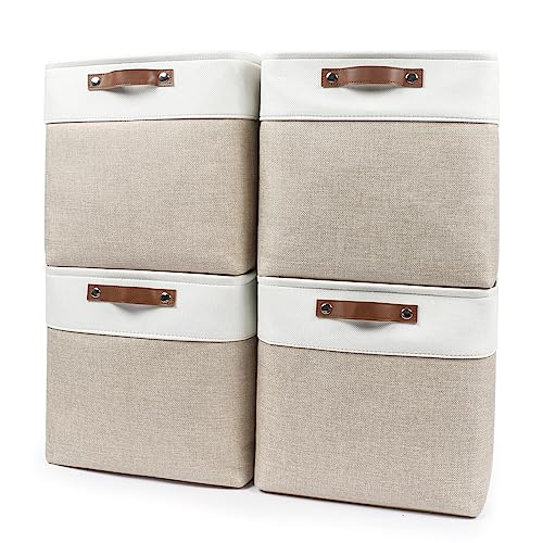 13x13 Cube Storage Bins (Beige / Off-White / Cube - 13"x13"x13")
