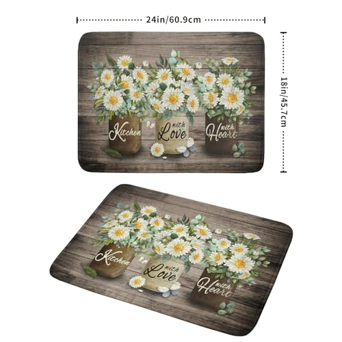 Flower Vase Dish Drying Mats 18×24 Inch Rustic Wood Reversible Microfiber Kitchen Countertop Protector Fast Dry Dish Drainer Rack Pad (flower vase wood / 18" x 24")