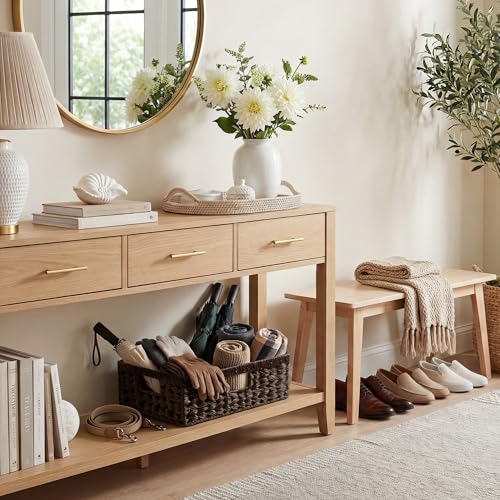 Wicker Storage Baskets for Shelves (Brown / 15¼"L x 11¾"W x 4¾"H)