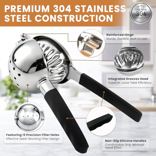304 Stainless Steel Lemon Squeezer (Black)