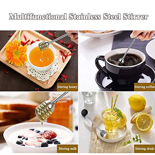 Stainless Steel Honey Dipper Stick 6.3 Inch Honey Wand Server for Honey Pot Dispense Drizzle Honey (1 Pcs Black)