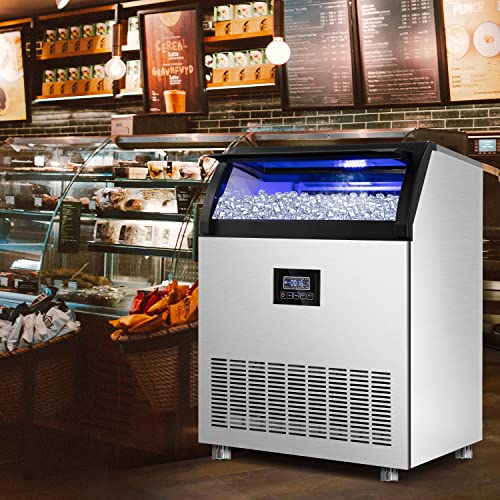 Commercial Ice Maker Machine 360LBS (Clear Ice Cubes - 360LBS/24H (8-15Mins))