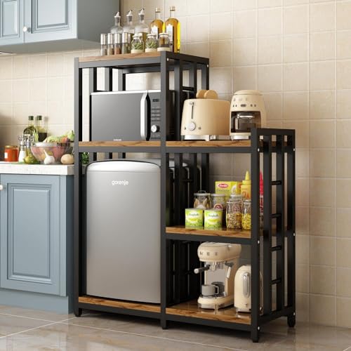 Kitchen Storage Shelf Bakers Rack (Brown No Wheels)