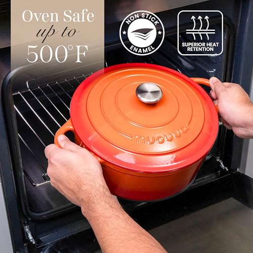 Cast Iron Pot with Lid (Orange / 5-Quart - Deep)