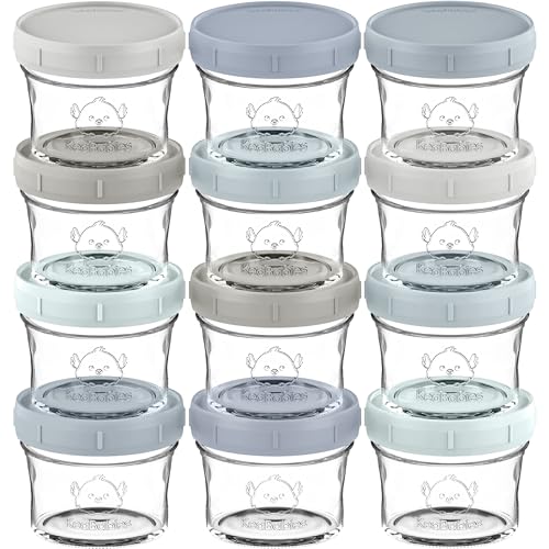 12pk 4oz Glass Baby Food Containers with Lids (12-pk 4 Ounce / Slate)