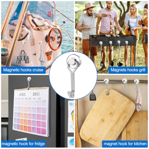 Magnetic Hooks Magnet Hook for Cruise Cabins Fridge 30LBS 12Pack (Silver / 0.63in)