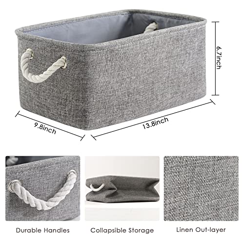 Storage Bins Medium 3 Pack Storage Baskets for Organizing Shelves (Grey / 3PCS/Medium -13.8Lx9.8Wx6.7H)