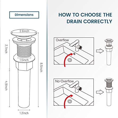 Bathroom Sink Drain Stopper Without Overflow (Without Overflow / Brushed Nickel-2 Pack)