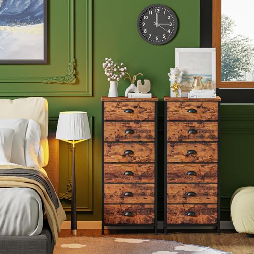 Dresser for Bedroom (Rustic Brown / 11.5"D x 16"W x 39.6"H (6 Drawers))