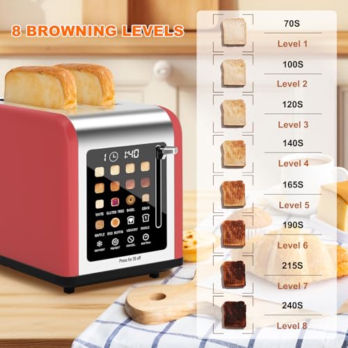 2 Slice Toaster Touch Screen (Red)