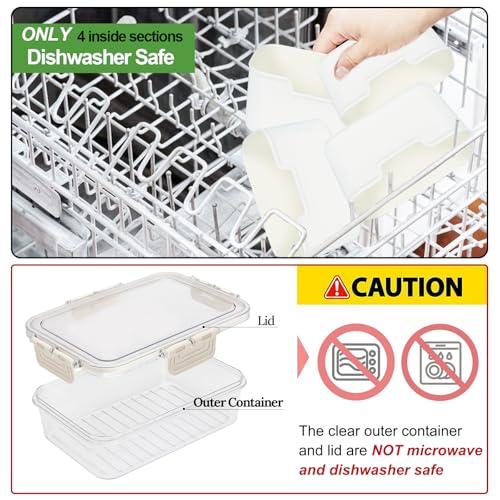 4 Compartment Snackle Box Container with Lid (4 Compartments / White)