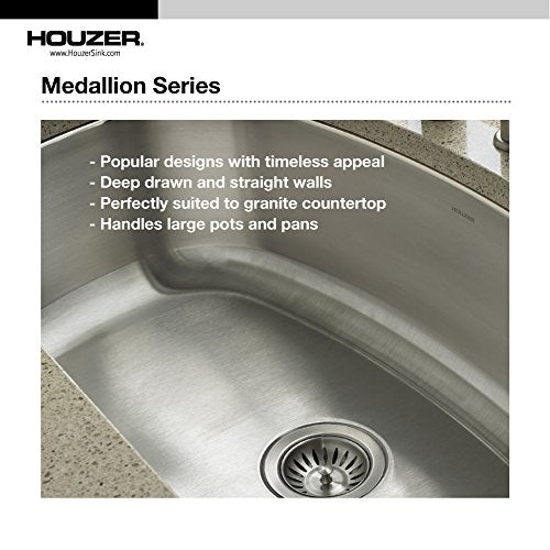 MH 3200 Medallion Gourmet Series Undermount Stainless Steel Offset Single Bowl Kitchen Sink (31.5 inches x 21 inches / Satin)