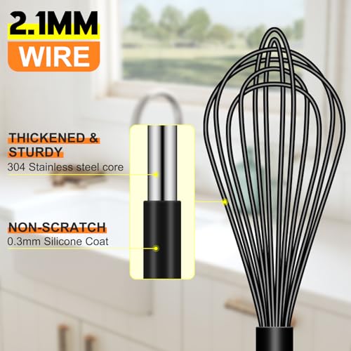 4 Pieces Silicone Whisks Set (Black)