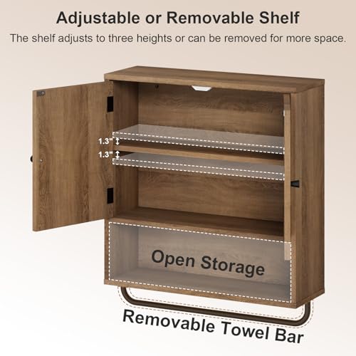 Rattan Bathroom Wall Cabinet (Natural Oak / 2 Doors)